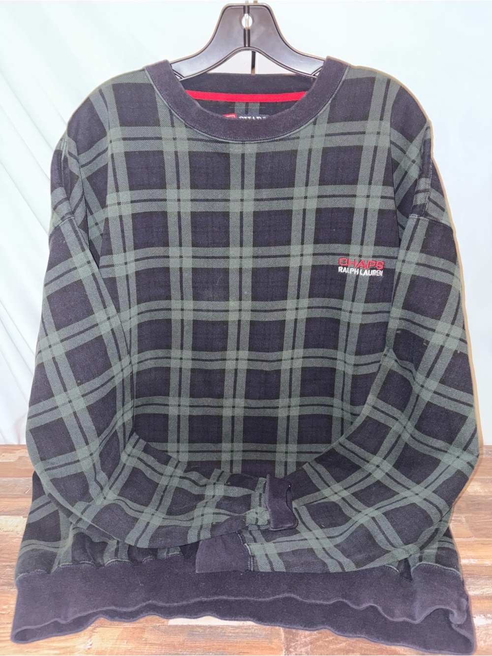 1990s Chaps Ralph Lauren Plaid Crewneck Sweatshirt